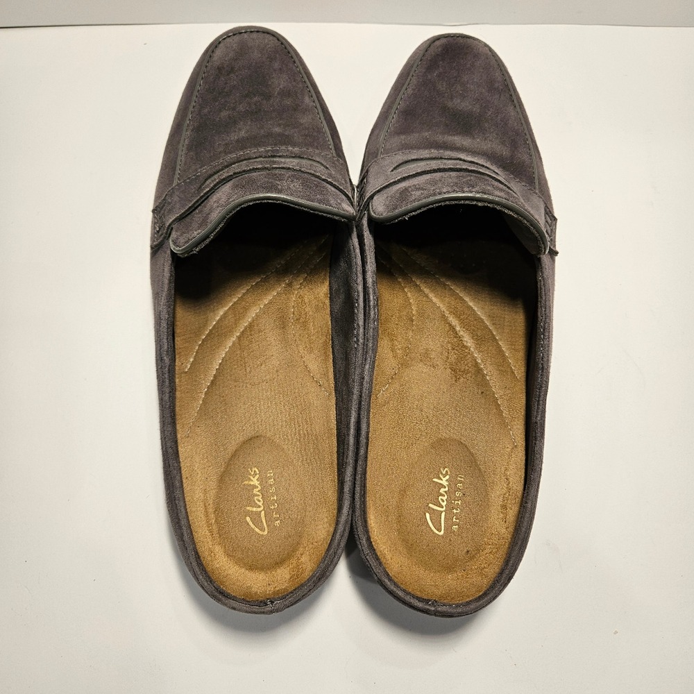 Clarks Keesha Donna Grey Suede Penny Loafer Mules Womens 8.5W - Picture 5 of 7